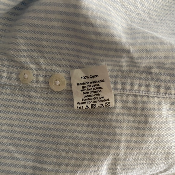 J. Crew Light Blue Stripe Oxford Cotton Button Down - Picture 4 of 4